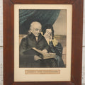 Lot 048 - Antique Hand Colored Lithograph Print Titled "Search The Scriptures", With Father And Daughter Reading The Bible, John 5:39-40, By Currier And Ives, In Frame, 15-5/8" x 19-1/2"