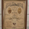 Lot 052 - Antique Lithographed Holy Matrimony Certificate For Wesley Johnson Of Port Morris New Jersey And Eva C. Pratt Of Lennox Pennsylvania, Married 1881 With Carte De Visite C.D.V. Photographs Including Pastor, In Modern Frame,  14" x 18"