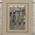 Lot 070 - Antique Boarded Photograph Of Three Smiling Doughboy WWI Soldiers, Likely Returned Home From War, Outside House