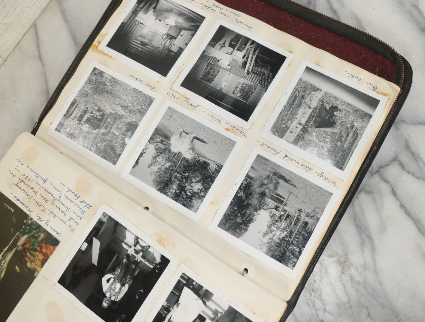 Lot 074 - Vintage Photo Album And Scrapbook Including Many Snapshot Photographs And Postcards Of Travel In The Midwestern And Western U.S., Circa 1950 To 1970, In Leather Folio, Not All Pages Pictured