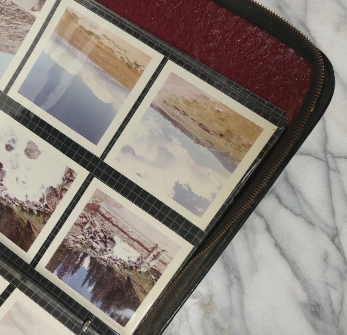 Lot 074 - Vintage Photo Album And Scrapbook Including Many Snapshot Photographs And Postcards Of Travel In The Midwestern And Western U.S., Circa 1950 To 1970, In Leather Folio, Not All Pages Pictured