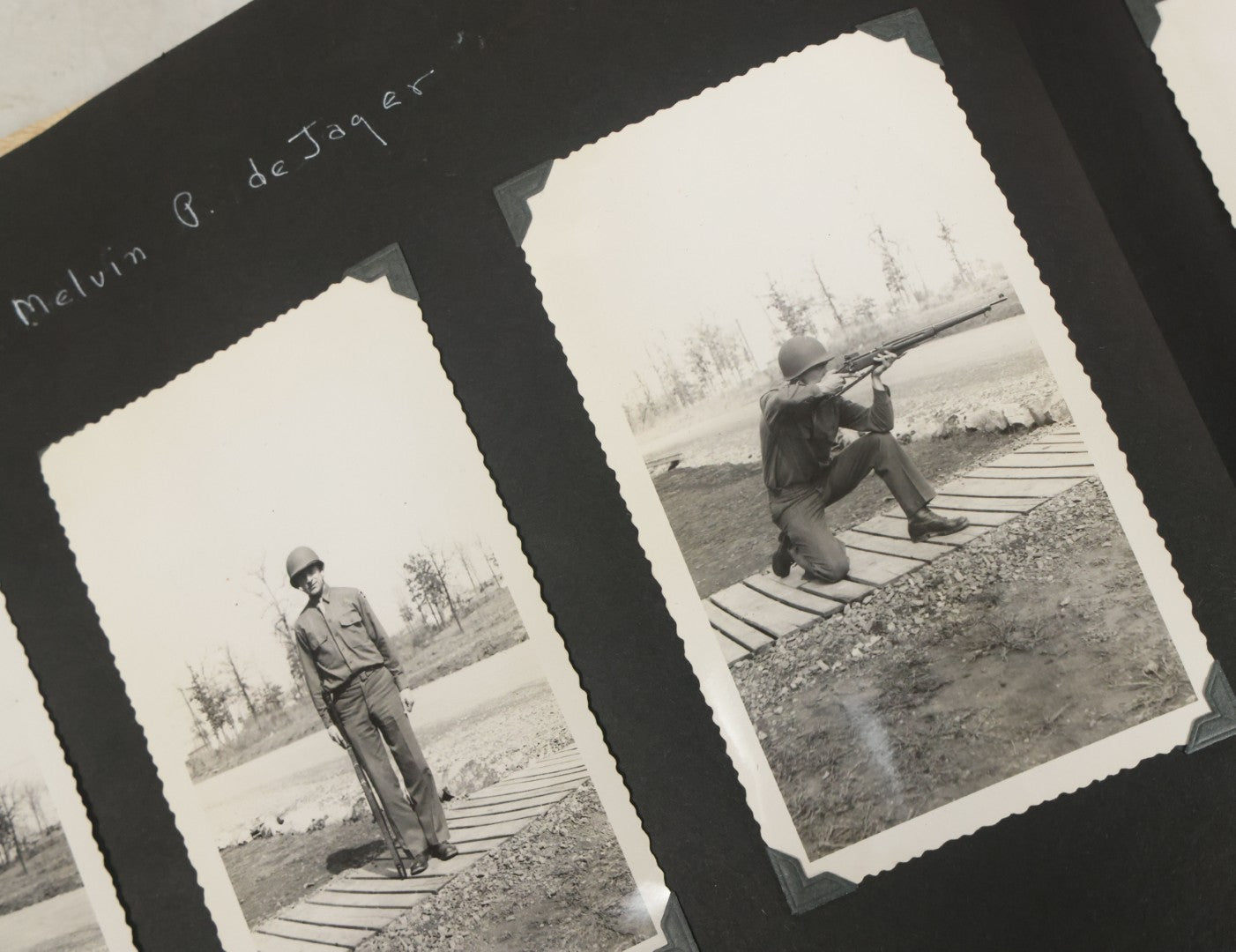 Lot 075 - Vintage WWII Era (1940s) Snapshot Photo Album Featuring Many Photos Of Soldiers, Boston, Farm Animals, Belonged To Francis And Melvin De Jaqer, Photos From Camp Forrest Tennessee, All Photos Pictured