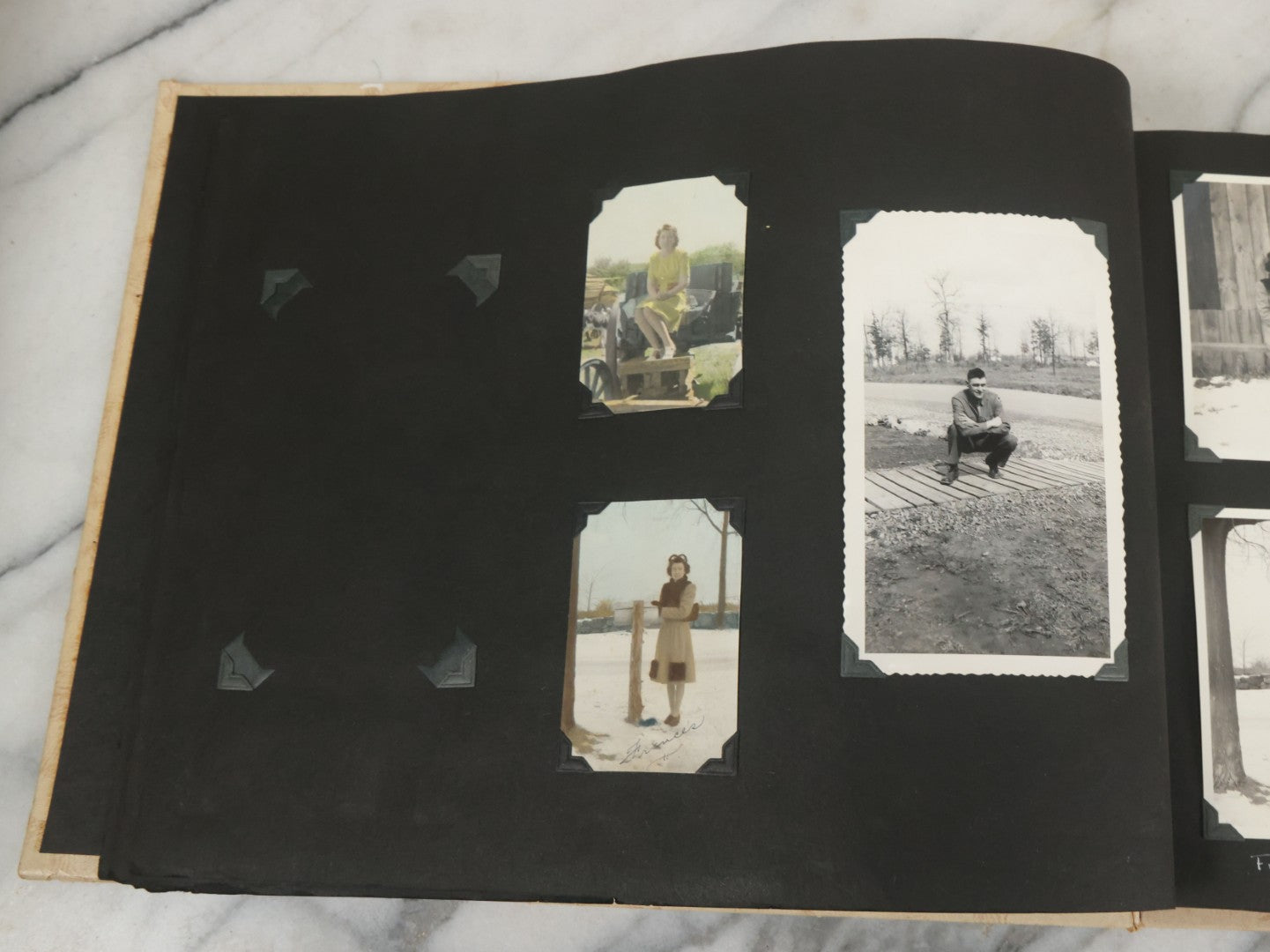 Lot 075 - Vintage WWII Era (1940s) Snapshot Photo Album Featuring Many Photos Of Soldiers, Boston, Farm Animals, Belonged To Francis And Melvin De Jaqer, Photos From Camp Forrest Tennessee, All Photos Pictured