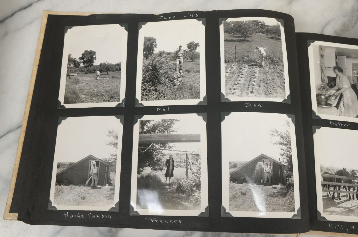 Lot 075 - Vintage WWII Era (1940s) Snapshot Photo Album Featuring Many Photos Of Soldiers, Boston, Farm Animals, Belonged To Francis And Melvin De Jaqer, Photos From Camp Forrest Tennessee, All Photos Pictured