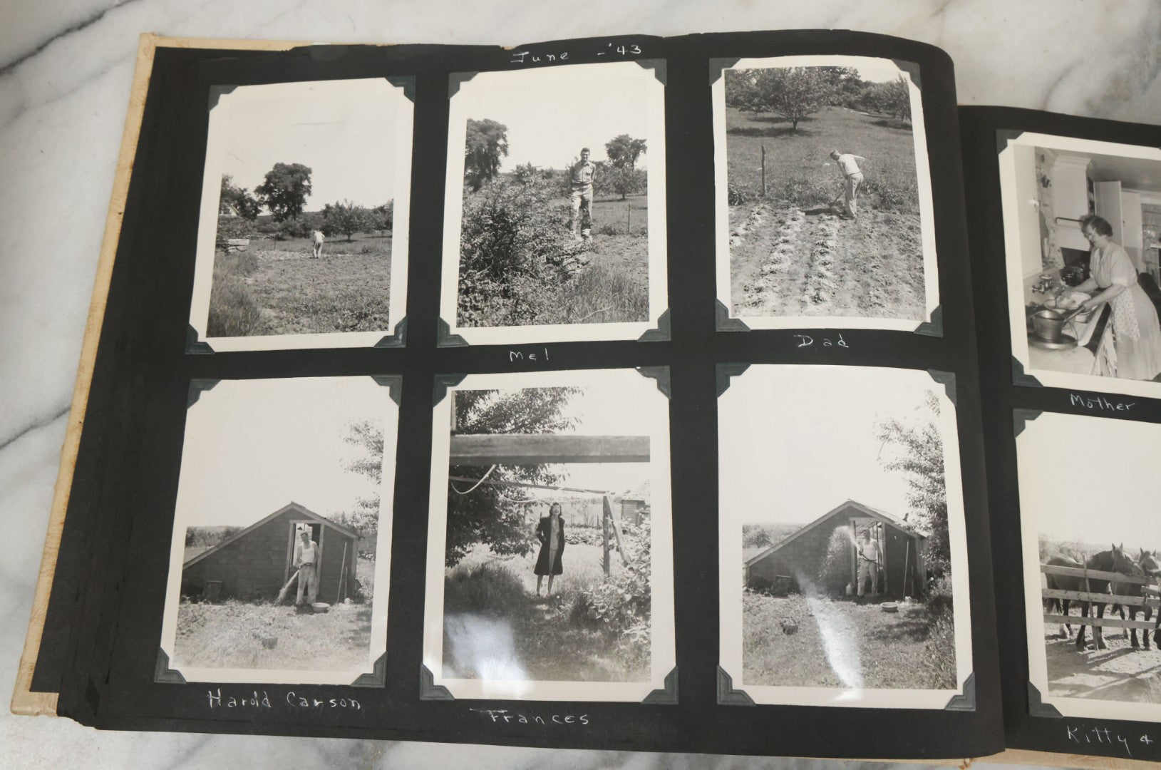 Lot 075 - Vintage WWII Era (1940s) Snapshot Photo Album Featuring Many Photos Of Soldiers, Boston, Farm Animals, Belonged To Francis And Melvin De Jaqer, Photos From Camp Forrest Tennessee, All Photos Pictured