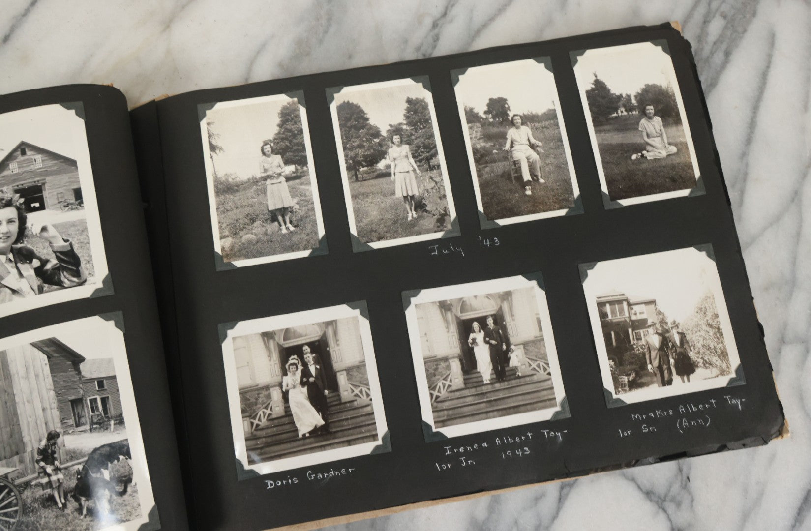 Lot 075 - Vintage WWII Era (1940s) Snapshot Photo Album Featuring Many Photos Of Soldiers, Boston, Farm Animals, Belonged To Francis And Melvin De Jaqer, Photos From Camp Forrest Tennessee, All Photos Pictured