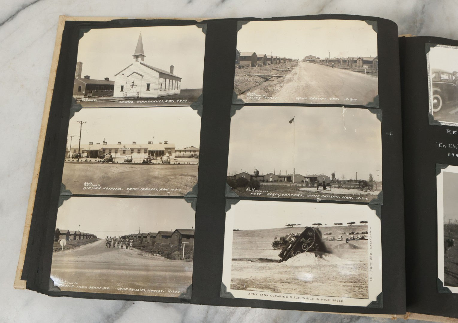 Lot 075 - Vintage WWII Era (1940s) Snapshot Photo Album Featuring Many Photos Of Soldiers, Boston, Farm Animals, Belonged To Francis And Melvin De Jaqer, Photos From Camp Forrest Tennessee, All Photos Pictured