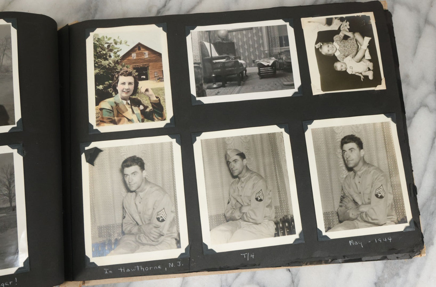 Lot 075 - Vintage WWII Era (1940s) Snapshot Photo Album Featuring Many Photos Of Soldiers, Boston, Farm Animals, Belonged To Francis And Melvin De Jaqer, Photos From Camp Forrest Tennessee, All Photos Pictured