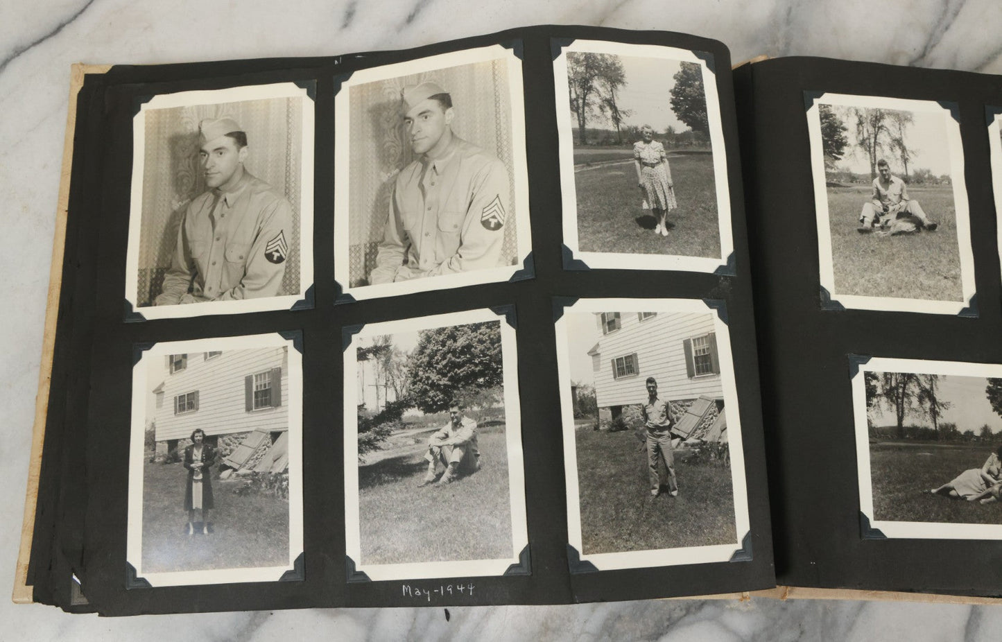 Lot 075 - Vintage WWII Era (1940s) Snapshot Photo Album Featuring Many Photos Of Soldiers, Boston, Farm Animals, Belonged To Francis And Melvin De Jaqer, Photos From Camp Forrest Tennessee, All Photos Pictured