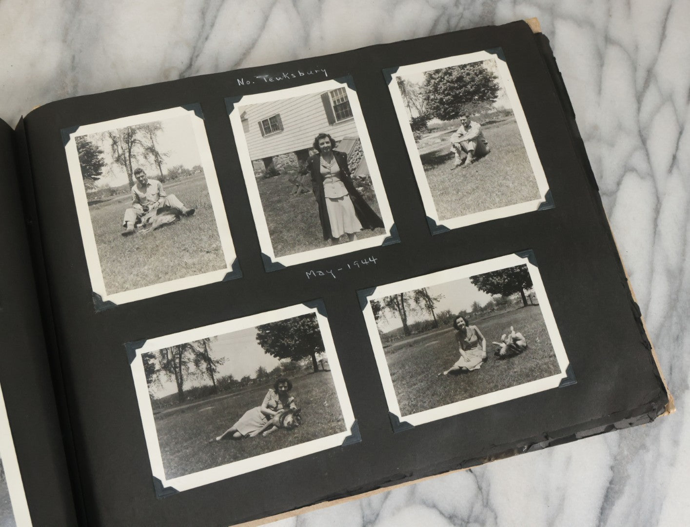 Lot 075 - Vintage WWII Era (1940s) Snapshot Photo Album Featuring Many Photos Of Soldiers, Boston, Farm Animals, Belonged To Francis And Melvin De Jaqer, Photos From Camp Forrest Tennessee, All Photos Pictured