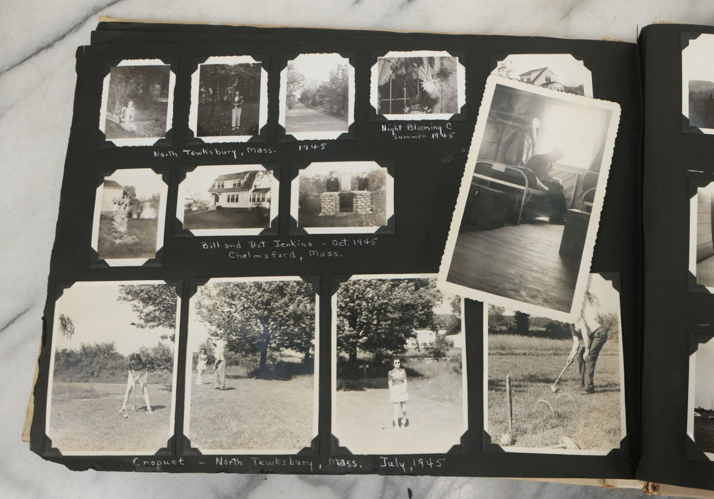 Lot 075 - Vintage WWII Era (1940s) Snapshot Photo Album Featuring Many Photos Of Soldiers, Boston, Farm Animals, Belonged To Francis And Melvin De Jaqer, Photos From Camp Forrest Tennessee, All Photos Pictured