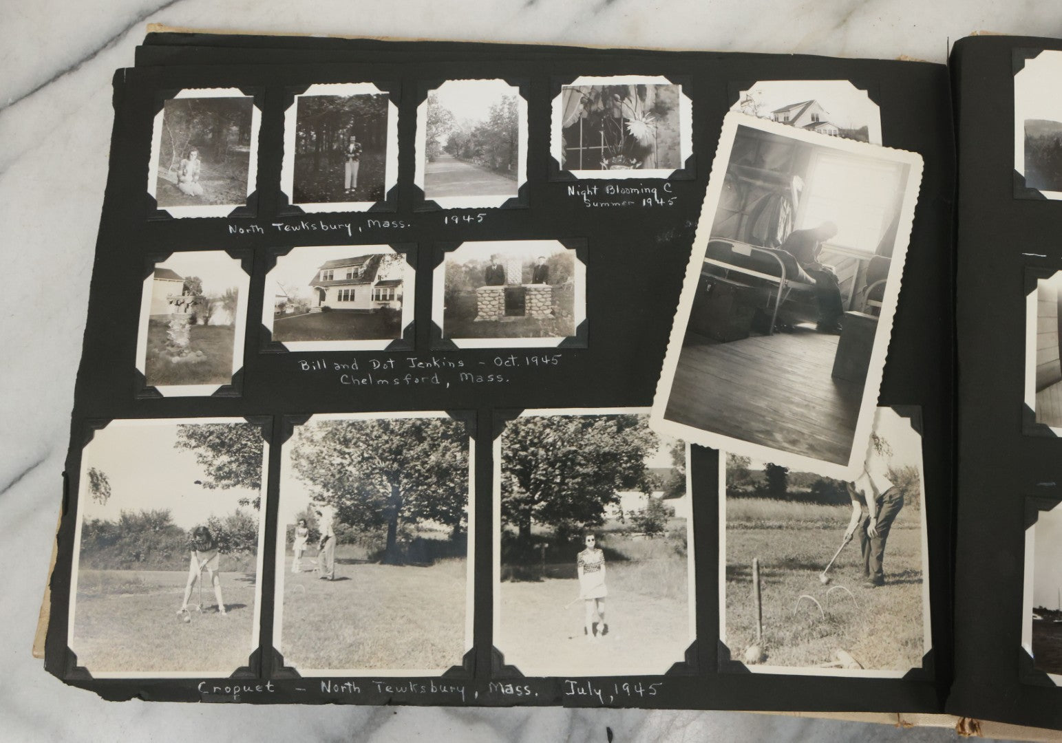 Lot 075 - Vintage WWII Era (1940s) Snapshot Photo Album Featuring Many Photos Of Soldiers, Boston, Farm Animals, Belonged To Francis And Melvin De Jaqer, Photos From Camp Forrest Tennessee, All Photos Pictured