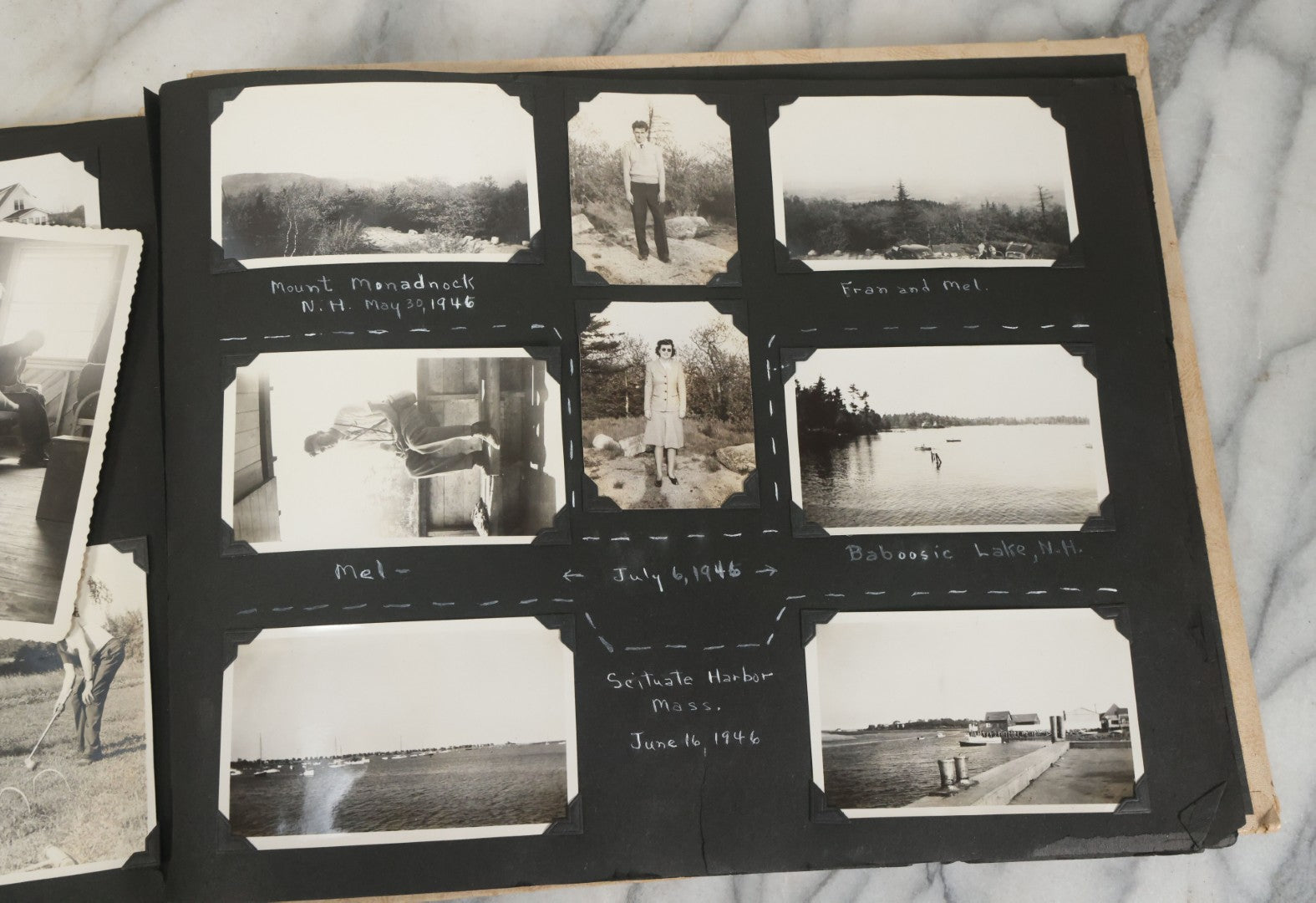 Lot 075 - Vintage WWII Era (1940s) Snapshot Photo Album Featuring Many Photos Of Soldiers, Boston, Farm Animals, Belonged To Francis And Melvin De Jaqer, Photos From Camp Forrest Tennessee, All Photos Pictured