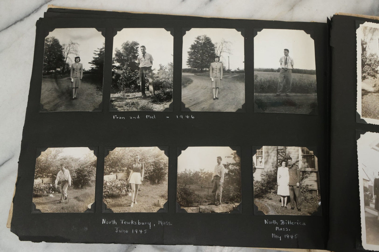 Lot 075 - Vintage WWII Era (1940s) Snapshot Photo Album Featuring Many Photos Of Soldiers, Boston, Farm Animals, Belonged To Francis And Melvin De Jaqer, Photos From Camp Forrest Tennessee, All Photos Pictured