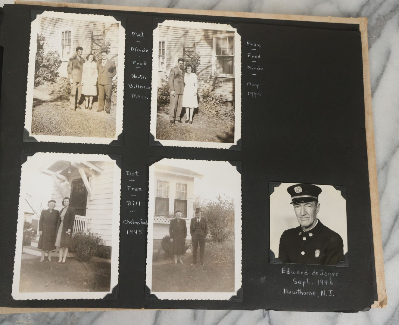 Lot 075 - Vintage WWII Era (1940s) Snapshot Photo Album Featuring Many Photos Of Soldiers, Boston, Farm Animals, Belonged To Francis And Melvin De Jaqer, Photos From Camp Forrest Tennessee, All Photos Pictured