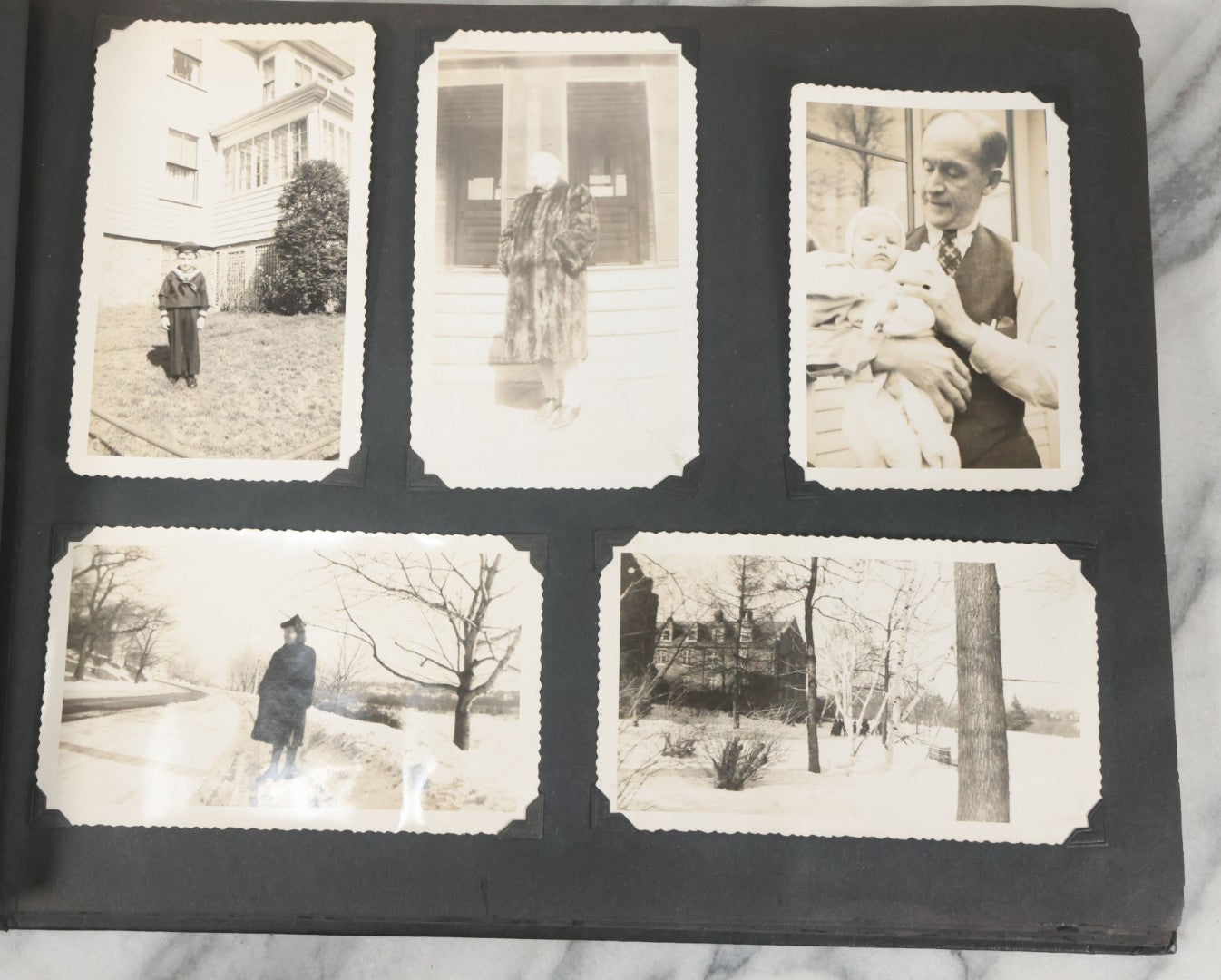 Lot 076 - Vintage Snapshot Photo Album Containing Mostly Photos Of Children And Family And Photos Of Times Square, New York City, Wedding Photos, With Pirate On Cover, Circa 1940s, Note Cover Detached, All Photos Pictured
