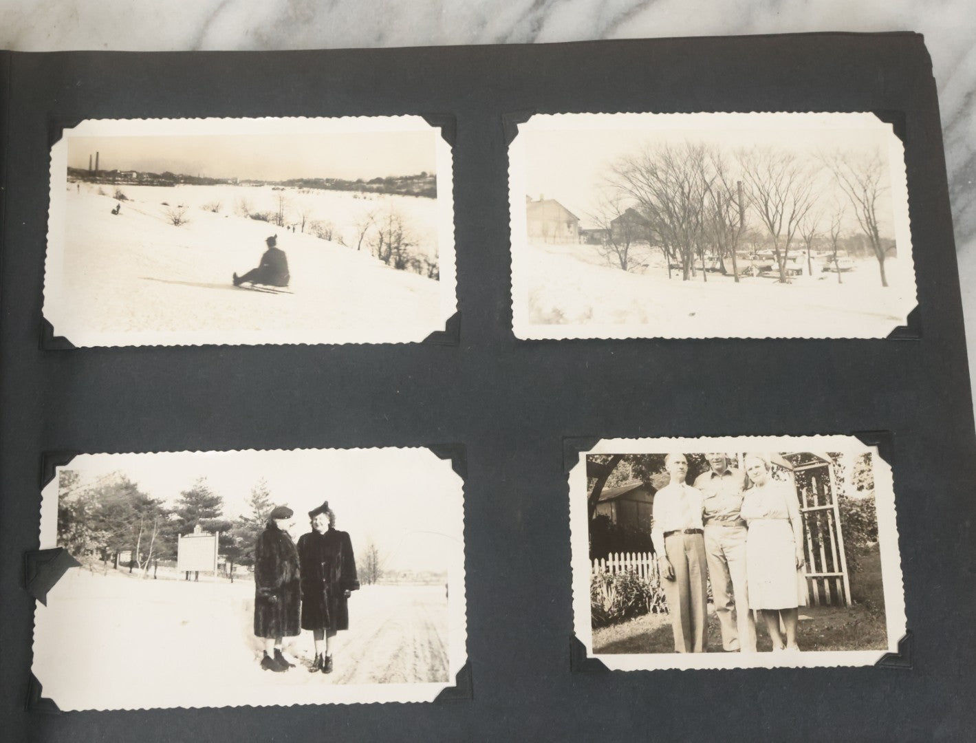 Lot 076 - Vintage Snapshot Photo Album Containing Mostly Photos Of Children And Family And Photos Of Times Square, New York City, Wedding Photos, With Pirate On Cover, Circa 1940s, Note Cover Detached, All Photos Pictured