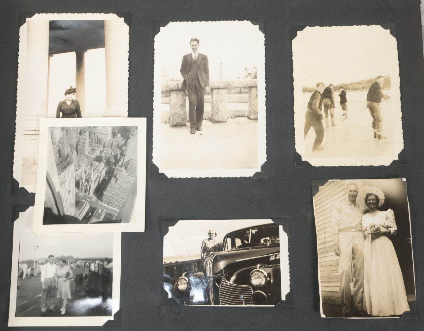 Lot 076 - Vintage Snapshot Photo Album Containing Mostly Photos Of Children And Family And Photos Of Times Square, New York City, Wedding Photos, With Pirate On Cover, Circa 1940s, Note Cover Detached, All Photos Pictured