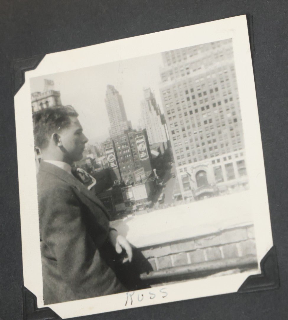 Lot 076 - Vintage Snapshot Photo Album Containing Mostly Photos Of Children And Family And Photos Of Times Square, New York City, Wedding Photos, With Pirate On Cover, Circa 1940s, Note Cover Detached, All Photos Pictured