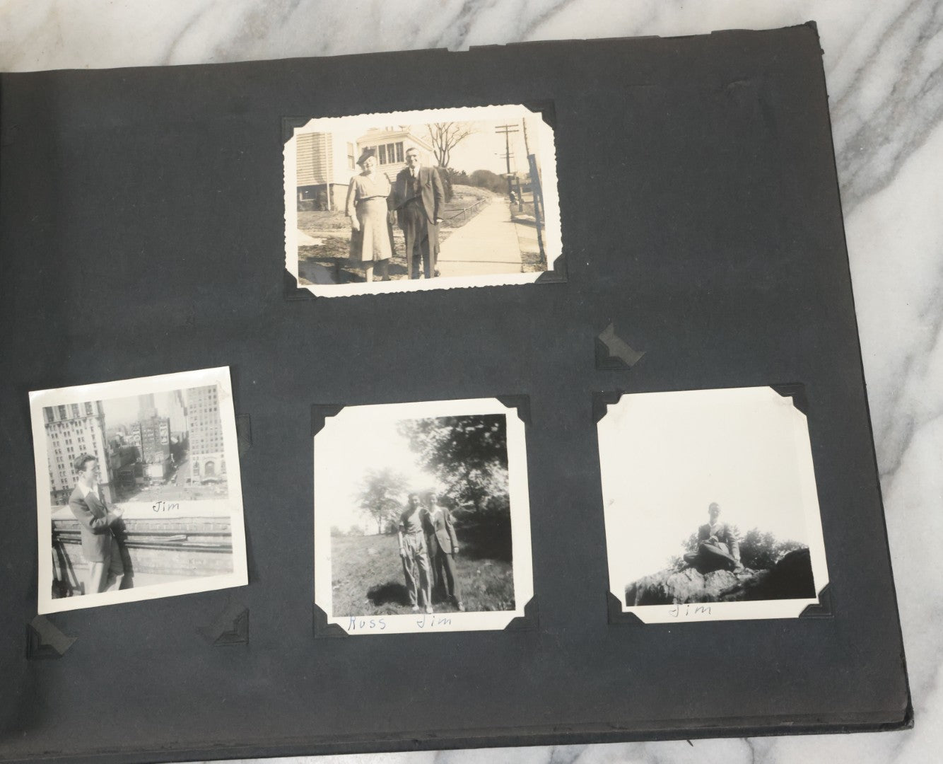 Lot 076 - Vintage Snapshot Photo Album Containing Mostly Photos Of Children And Family And Photos Of Times Square, New York City, Wedding Photos, With Pirate On Cover, Circa 1940s, Note Cover Detached, All Photos Pictured