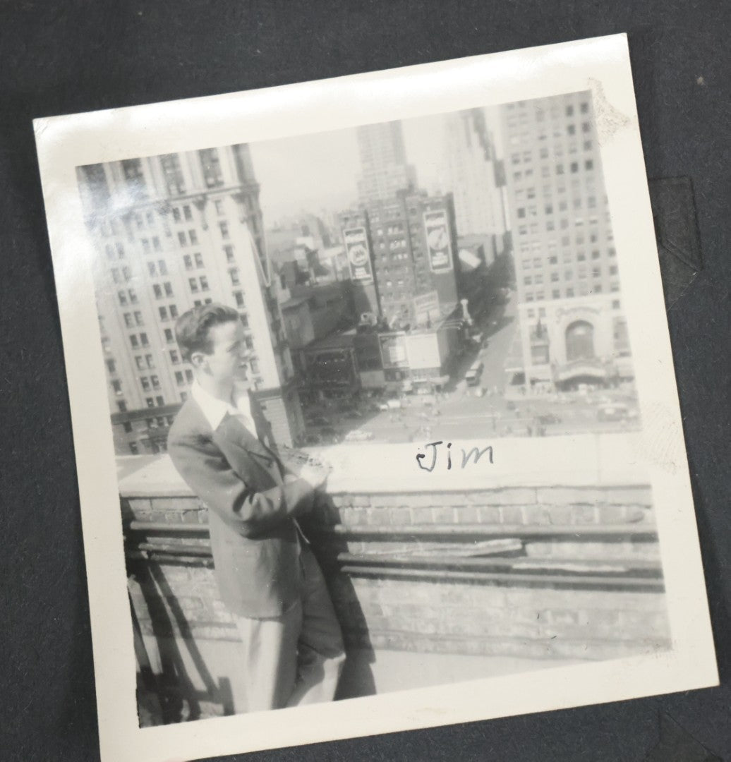 Lot 076 - Vintage Snapshot Photo Album Containing Mostly Photos Of Children And Family And Photos Of Times Square, New York City, Wedding Photos, With Pirate On Cover, Circa 1940s, Note Cover Detached, All Photos Pictured