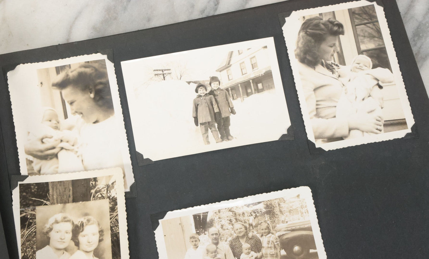 Lot 076 - Vintage Snapshot Photo Album Containing Mostly Photos Of Children And Family And Photos Of Times Square, New York City, Wedding Photos, With Pirate On Cover, Circa 1940s, Note Cover Detached, All Photos Pictured