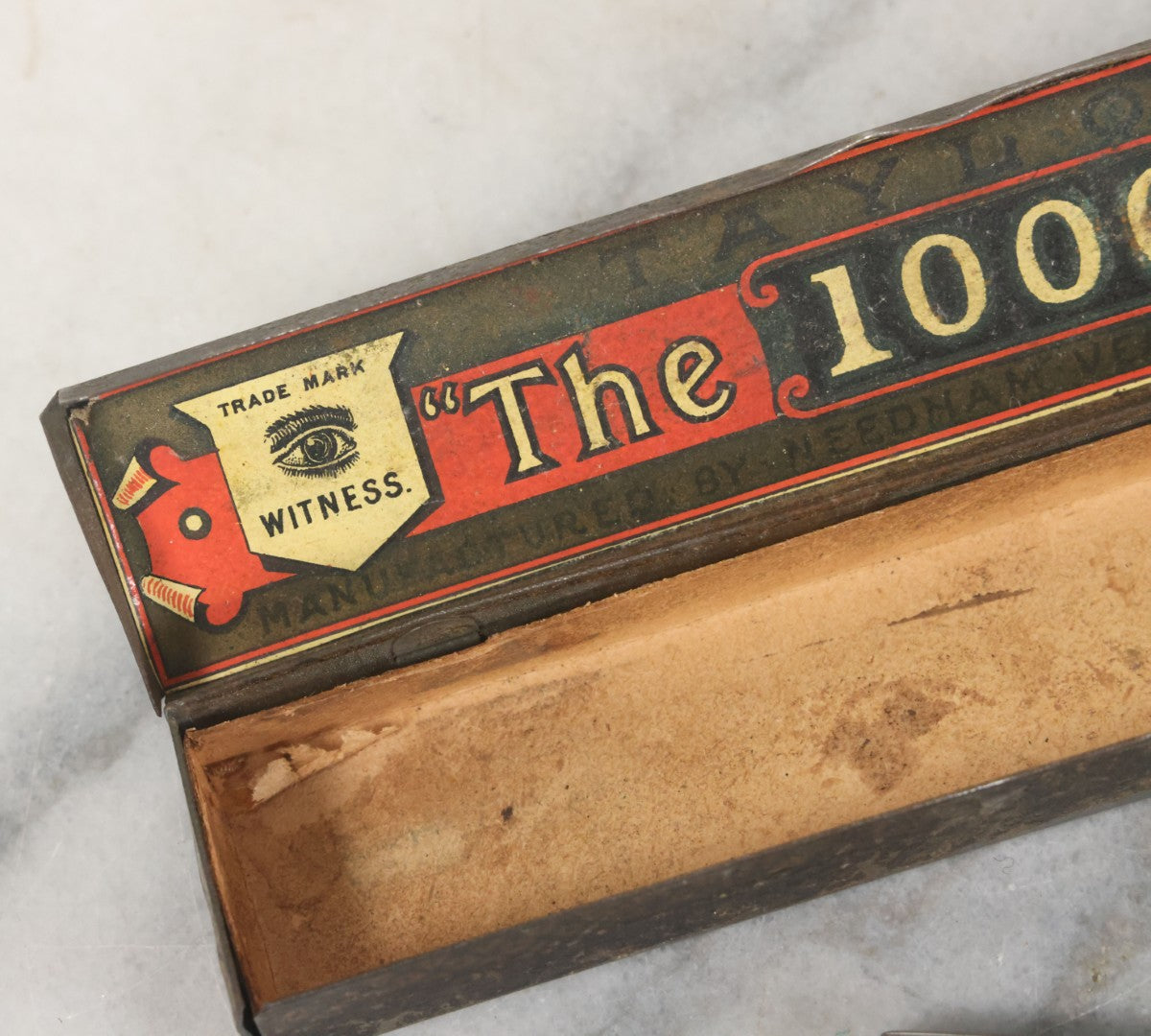 Lot 090 - Antique New Old Stock N.O.S. Taylor's "The 1000 Razor" Manufactured By Needham, Veall, & Tyzack, Sheffield England, With Witness Trademark In Original Tin
