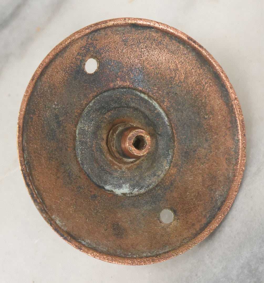 Lot 092 - Antique 3 Item Metal Grouping Including Miniature Pocket Mirror, Brass Doorbell Knob, And Advertising Button Hook For Reynolds' Shoe Store, Milford Massachusetts