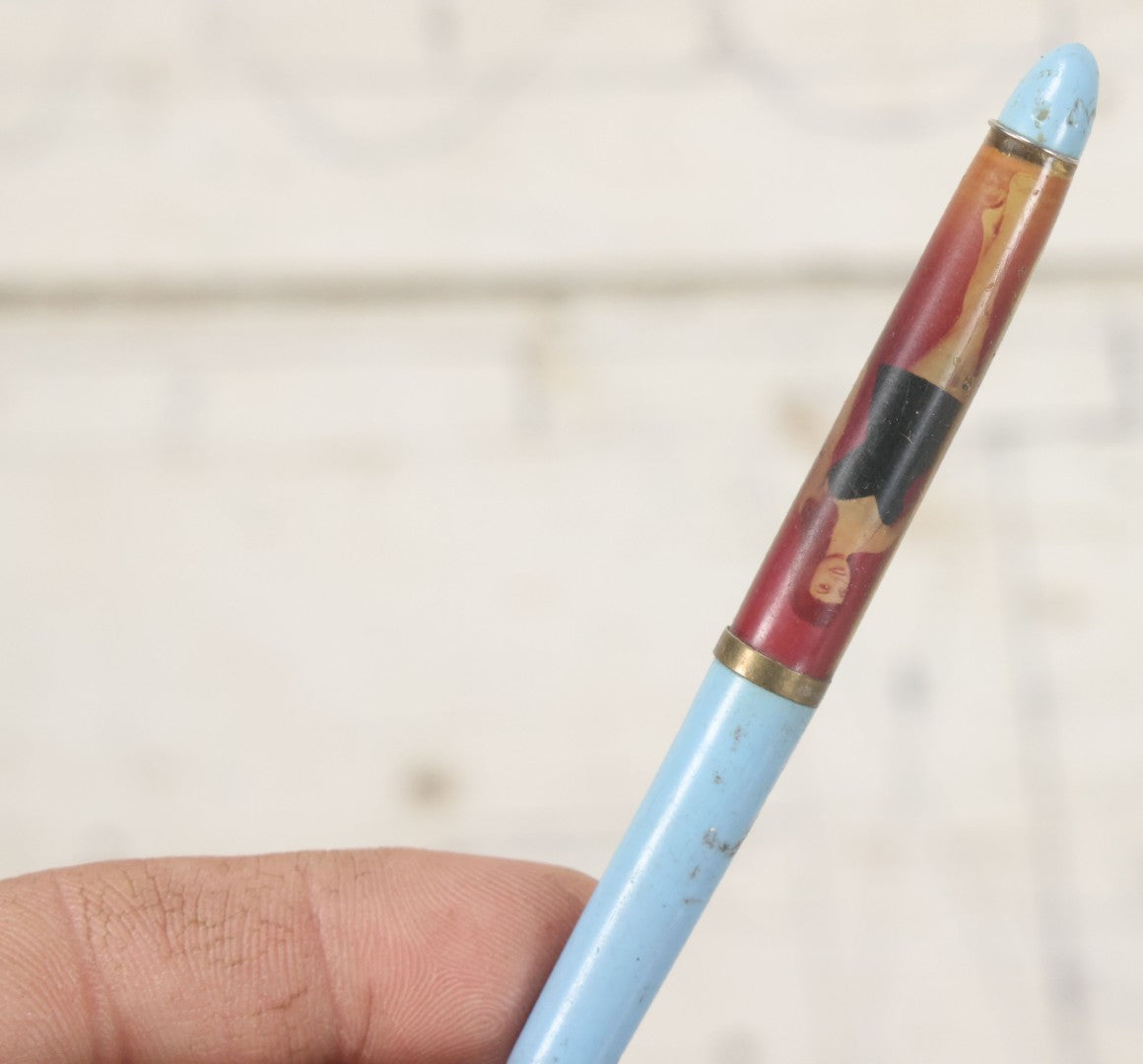 Lot 098 - Pair Of Vintage Pinup Nudie Pens Including Woman With Disappearing Dress And Two Men In Spandex, Note Pen With Men Missing Parts And Nude Effect Not Working, Pens Do Not Write