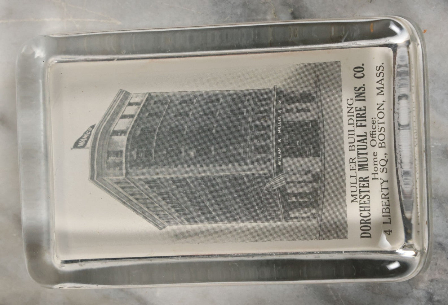 Lot 099 - Grouping Of 3 Antique Glass Paperweights Including Muller Building Dorchester Mutual Fire Insurance Company, Boston, Normal School, Hyannis, And Union Chapel Hopedale, Massachusetts