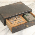 Lot 014 - Antique Printing Type Set With Hundreds Of Matching Letterpress Covering All Letters And Numbers In Custom Drawer Box With Internal Divider, From D.F. Carter, Co., Malden, Massachusetts, Base 9-1/2" x 6-3/4", Height 2-1/2"
