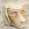 Lot 026 - Antique Porcelain Hound Dog Beagle Head Humidor With Lid, Made In Austria, Note Hairlines