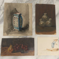 Lot 044 - Grouping Of Four Antique Paintings On Canvas And Paper Including Vase, Still Life, Little Child, Approximately 5" x 7" (Grouping I)