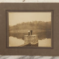 Lot 057 - Antique Boarded Photograph Of A Man And Woman Posing On A Dam