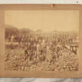 Lot 064 - Antique Photograph Of A Large Group Of Men Posing Next To The Dover Point Trestle Railroad Train Bridge, Dover, New Hampshire, With Detailed Identification On Verso, 1892