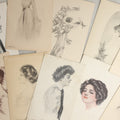 Lot 089 - Grouping Of Ten Antique And Vintage Illustrated Postcards Of Women Including Graduate, Girl With Birds, John Cecil Clay Girl, Etc., (Grouping I)