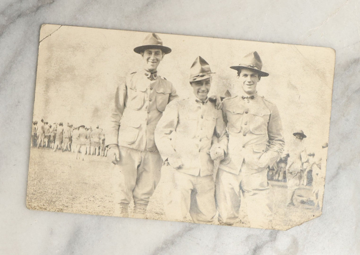 Lot 095 - Antique Real Photo Postcard R.P.P.C. Of Doughboys, World War One Soldiers, With Writing On Verso