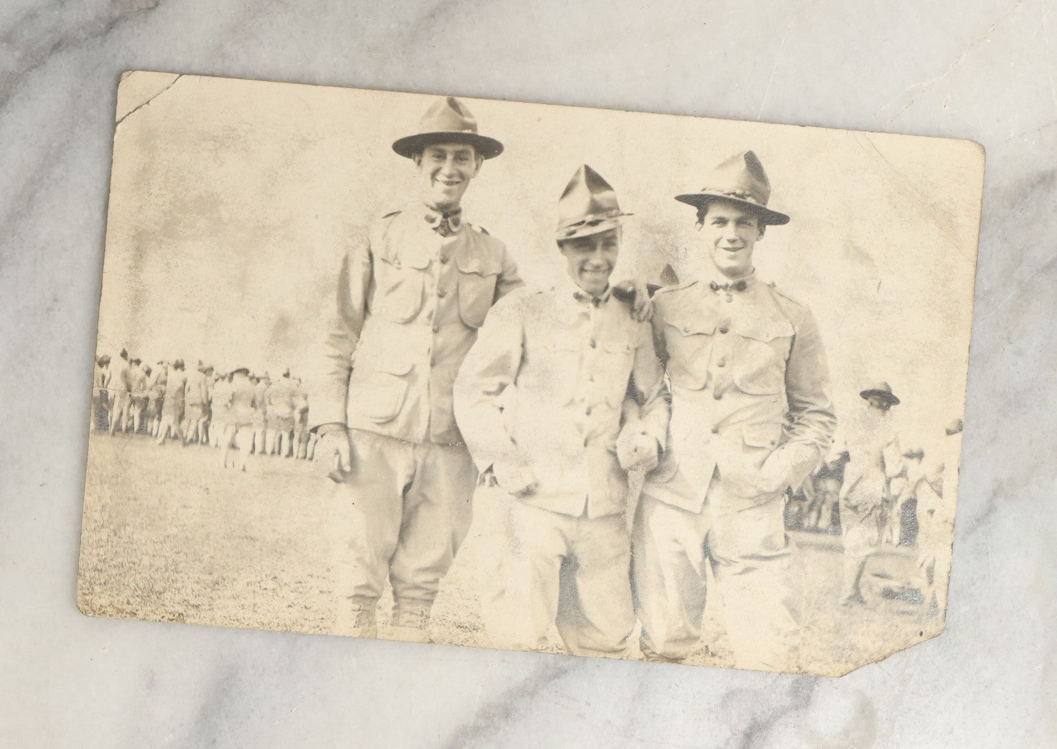 Lot 095 - Antique Real Photo Postcard R.P.P.C. Of Doughboys, World War One Soldiers, With Writing On Verso