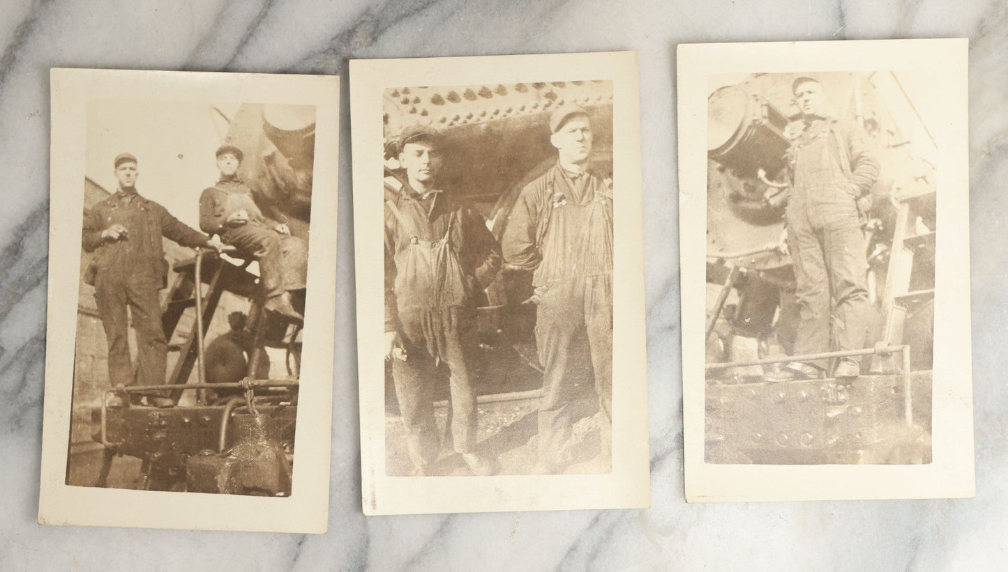 Lot 096 - Grouping Of Three Antique Occupational Real Photo Postcards R.P.P.C. Of Railroad Workers On The Job