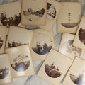 Lot 097 - Grouping Of Thirteen Antique Boarded Photographs / Small Sized Cabinet Cards Of A Group Of People Enjoying A Picnic Outing, Including Photos On Horse Drawn Carriage, With Cow, Etc.