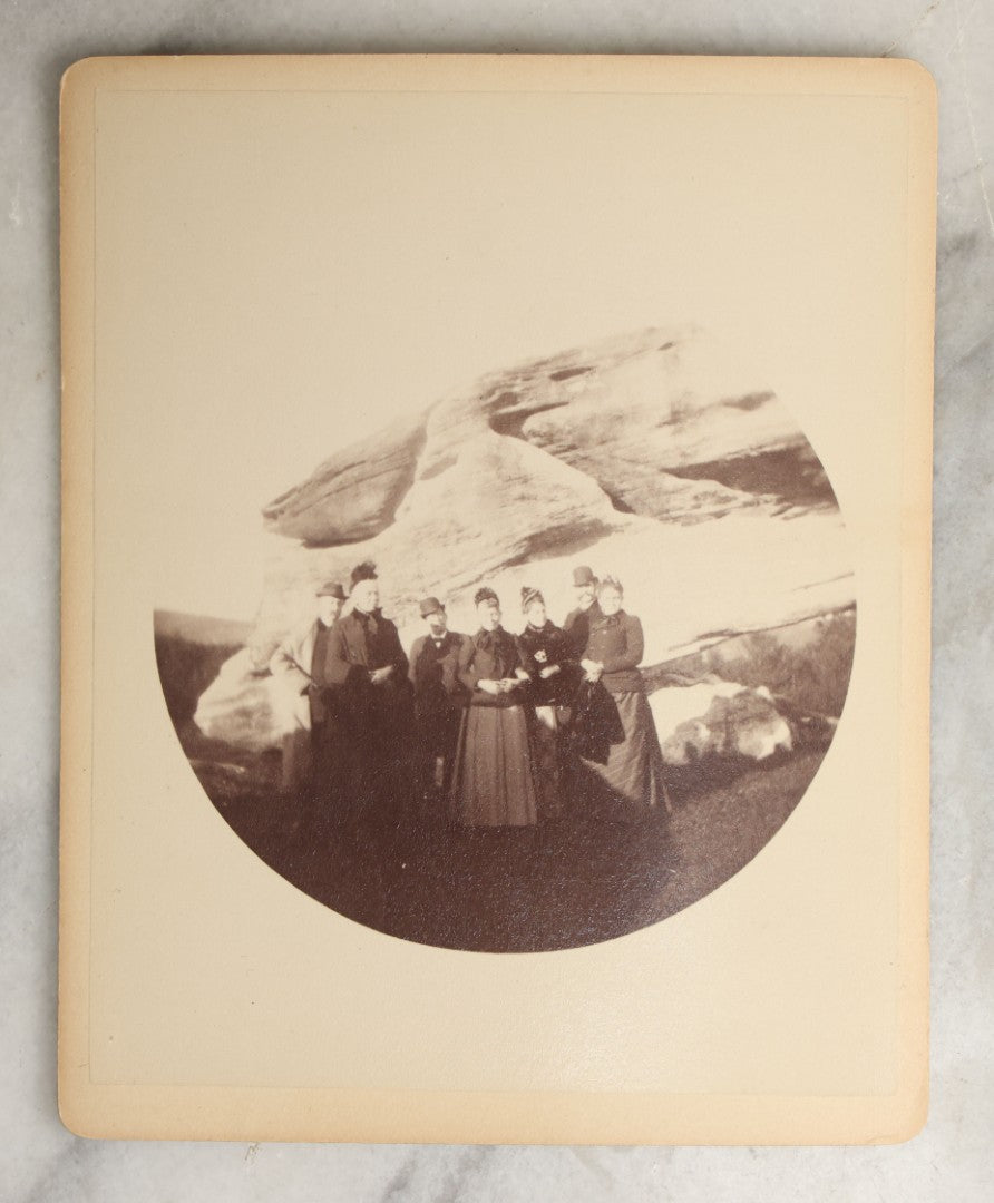 Lot 097 - Grouping Of Thirteen Antique Boarded Photographs / Small Sized Cabinet Cards Of A Group Of People Enjoying A Picnic Outing, Including Photos On Horse Drawn Carriage, With Cow, Etc.