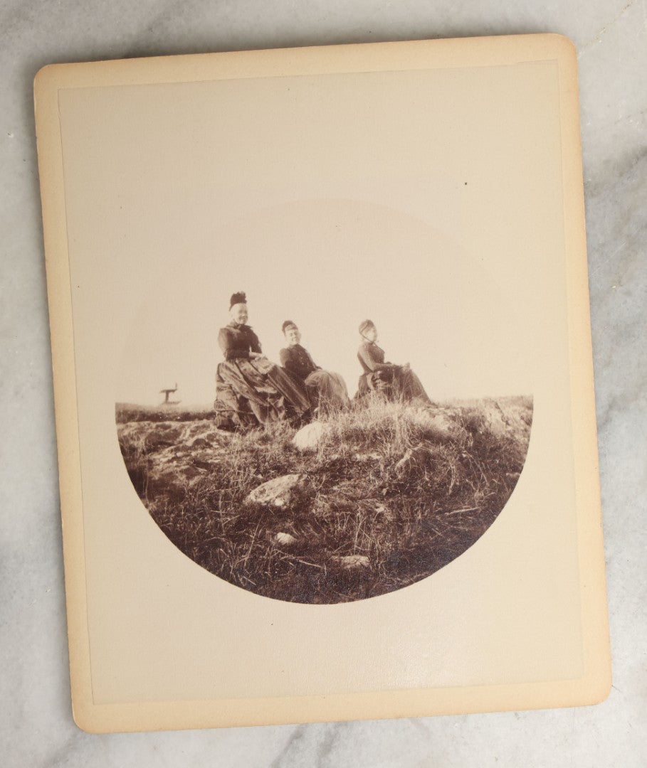 Lot 097 - Grouping Of Thirteen Antique Boarded Photographs / Small Sized Cabinet Cards Of A Group Of People Enjoying A Picnic Outing, Including Photos On Horse Drawn Carriage, With Cow, Etc.