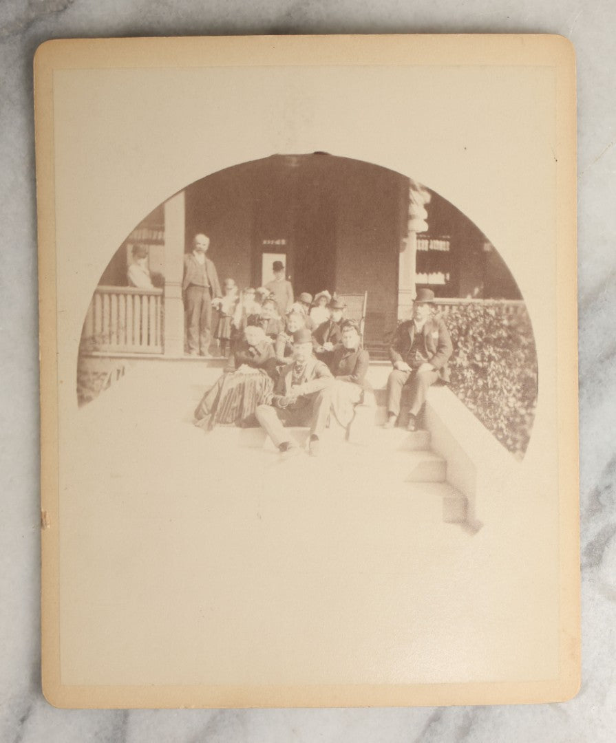 Lot 097 - Grouping Of Thirteen Antique Boarded Photographs / Small Sized Cabinet Cards Of A Group Of People Enjoying A Picnic Outing, Including Photos On Horse Drawn Carriage, With Cow, Etc.