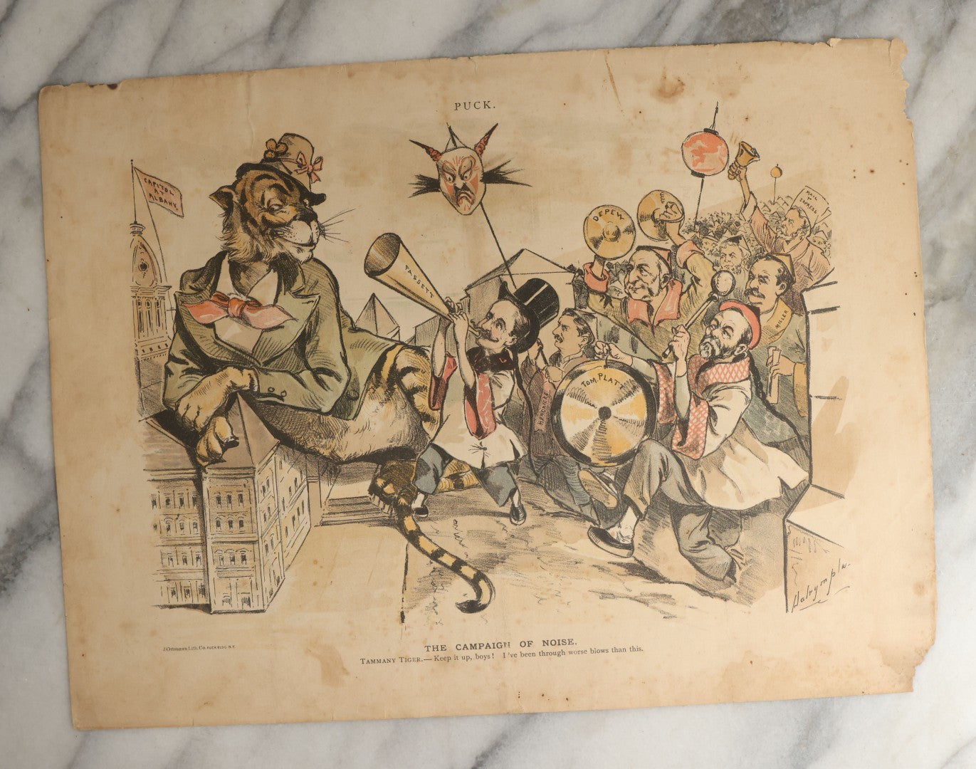 Lot 099 - Grouping Of Eleven Antique Prints From Puck Magazine, Late 19th Century, With Many Satirical, Political Subjects