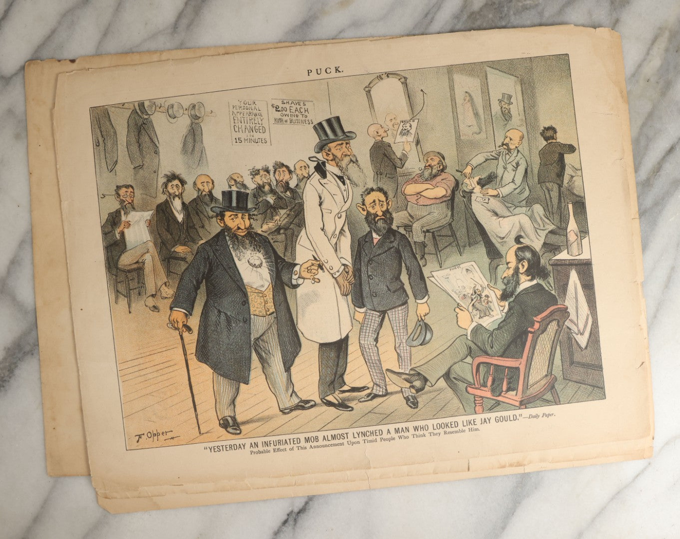 Lot 099 - Grouping Of Eleven Antique Prints From Puck Magazine, Late 19th Century, With Many Satirical, Political Subjects