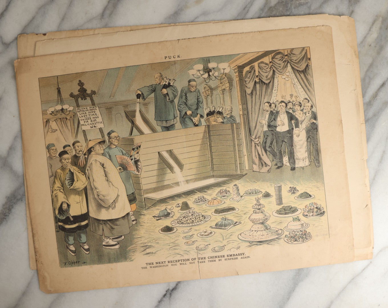 Lot 099 - Grouping Of Eleven Antique Prints From Puck Magazine, Late 19th Century, With Many Satirical, Political Subjects