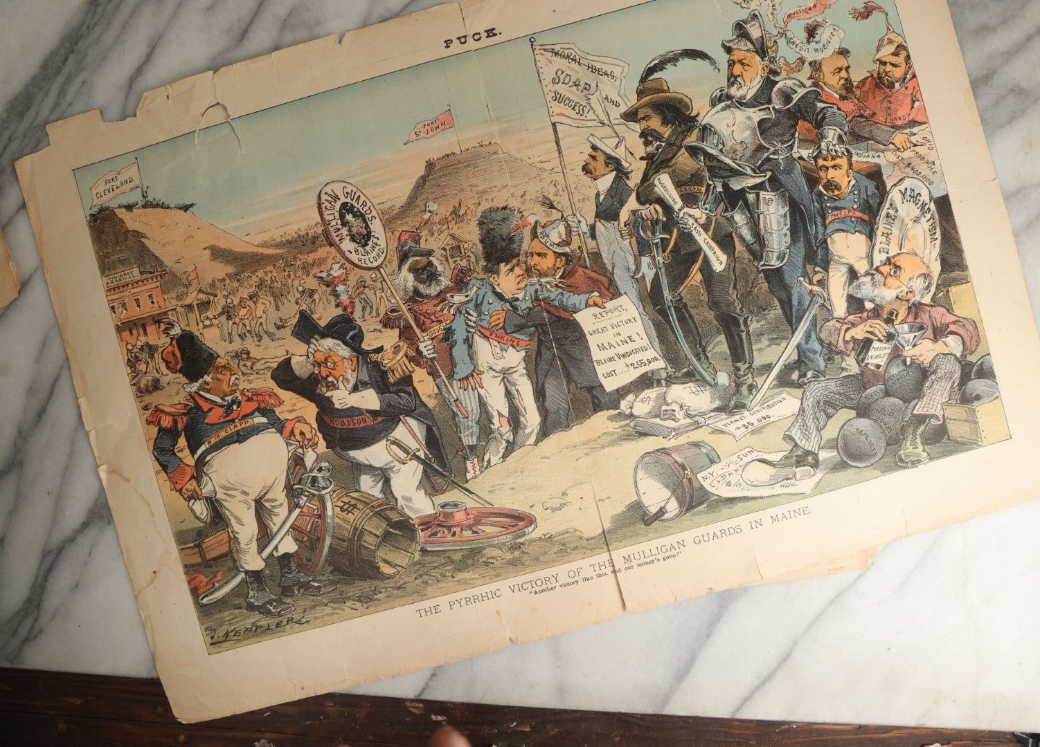 Lot 099 - Grouping Of Eleven Antique Prints From Puck Magazine, Late 19th Century, With Many Satirical, Political Subjects