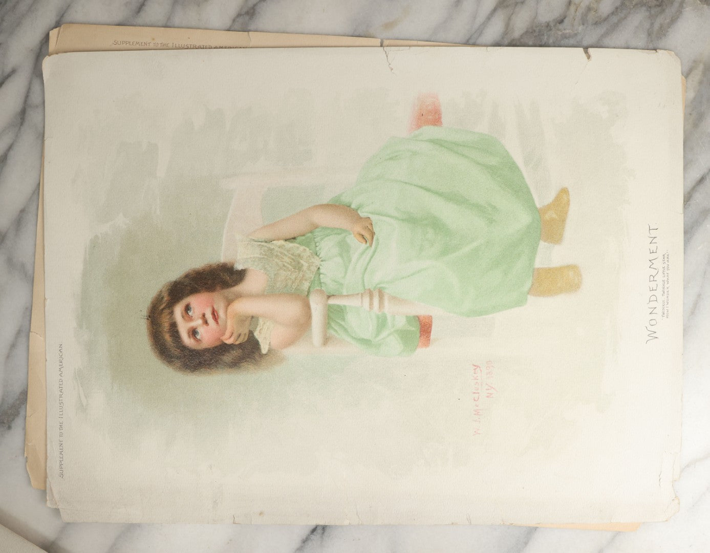 Lot 100 - Grouping Of Four Antique Chromolithograph Prints Including Monkey And Dog, Children, Etc.