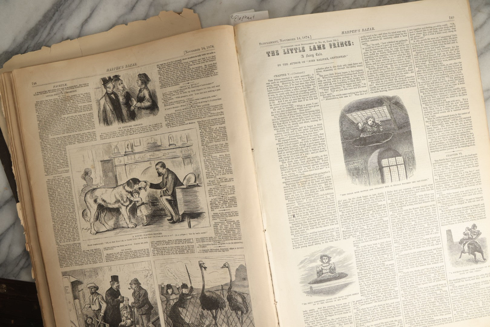 Lot 102 - Antique Harper's Bazaar Magazine Bound Compendium With Many Illustrations, Circa 1870s, Poor Craft Grade Condition