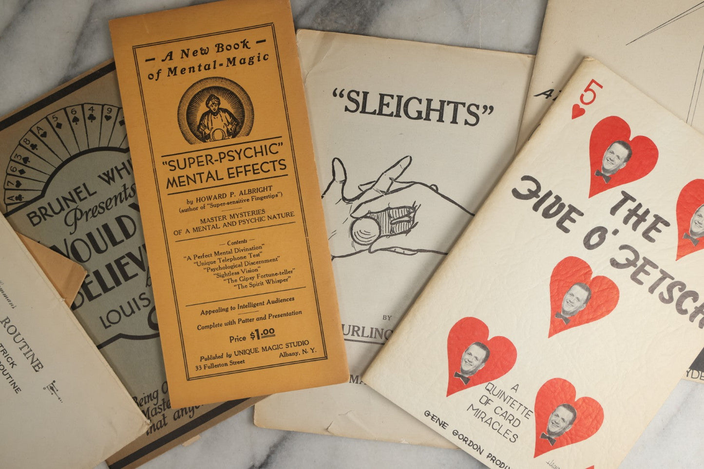 Lot 103 - Grouping Of Vintage Magic Ephemera Including Card Trick Booklets, Sleight Of Hand Booklet, Etc. 8+ Pieces